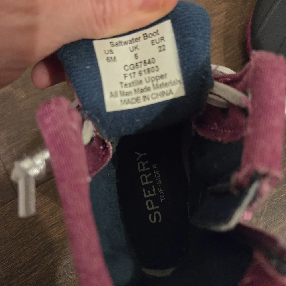 Sperry Girl’s 6mo Purple Black Lace Up Rain Duck Boots